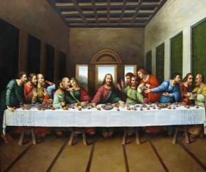 yapboz Son Akşam Yemeği veya Son Yemek - Jesus Kutsal gecesi onun havarilerin Perşembe günü toplanan